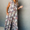 Women's Sky Blue Floral Sleeveless Wide Leg Jumpsuit with Pockets - Image 6