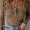 Women's Chestnut Anglaise Broider Ribbed Long Sleeve Top - Image 7