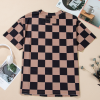 Women's Light French Beige Checkmate Boyfriend Casual Tee - Stylish Checker Pattern - Image 8