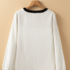 Women's Elegant White Textured Colorblock V Neck Blouse for Smart Casual Events - Image 8