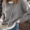 Women's Black Contrast Edge Crew Neck Long Sleeve Sweater - Image 6