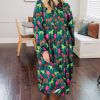 Women's Green Horse Printed Plus Size Midi Dress with Long Sleeves - Image 6