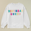 Birthday Queen White Graphic Sweatshirt with Balloon Sleeves - Image 6