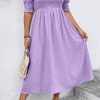 Wisteria Swiss Dot Smocked Frilled Neckline Short Sleeve Plus Size Maxi Dress - Image 3