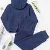 Women's Navy Blue Ribbed Knit Cropped Hoodie and Joggers Set - Image 14