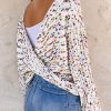 Women's White Confetti Reversible Twist Sweater - Versatile and Stylish - Image 11