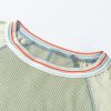 Women's Meadow Mist Green Waffle Knit Patchwork Raglan Top with Wide Bracelet Sleeves - Image 12