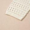 Women's White Hollow Out Knit Bracelet Sleeve Drop Shoulder Sweater - Image 8