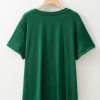 Women's Dark Green Plus Size Round Neck Rolled Sleeve T-Shirt for Casual Style - Image 8