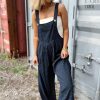 Women's Sail Blue Plaid Print Buttoned Pocketed High Waist Overall Jumpsuit - Image 3