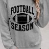 Women's Gray Football Season Graphic Crewneck Sweatshirt - Perfect for Game Days - Image 4