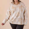 Plus Size Aztec Print Loose Sweater - Apricot Color - Image 3