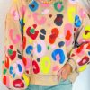 Women's Khaki Multicolor Leopard Printed Drop Shoulder Pullover Sweatshirt - Image 12