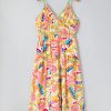 Women's Orange Abstract Print Spaghetti Strap Maxi Dress with Piping Detail - Image 3