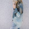 Women's Dusk Blue Colorblock Long Sleeve Top with Patchwork Detailing - Image 3