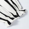 Women's Black Stripe Crinkled Ruffled Sleeve Button-Up Loose Shirt - Image 12