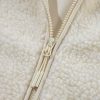 Women's Beige Fleece Zip Up Hooded Jacket with Pocket - Image 9