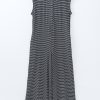 Women's Black and White Striped Print Buttoned Wide Leg Sleeveless Jumpsuit - Image 5