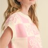 Women's Pink Preppy Bow Detail Checkered Sweater Vest for Stylish Layering - Image 3