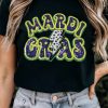 Women's Black MARDI GRAS Lightning Graphic Short Sleeve Top - Casual Vibe - Image 2
