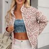 Women's Pink Floral Print Stand Neck Coat with Contrast Edge Detail - Image 7