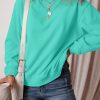 Women's Aruba Blue Solid Drop Shoulder Fleece Lined Sweatshirt - Image 2