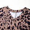 Women's Brown Leopard Print V Neck Half Sleeve Oversized Tee - Bold & Chic - Image 14