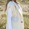 Women's Beige Sherpa Cap Sleeve Stand Collar Jacket Vest - Image 6