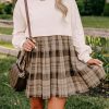 Chic Beige Plaid Patchwork High Waist Sweatshirt Mini Dress for Women - Image 6