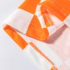 Women's Orange Checkerboard Print V Neck Loose Tee and Shorts Lounge Set - Image 11