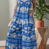 Women's Blue Floral Print Wide Leg Sleeveless Jumpsuit - Perfect for Summer Vacations - Image 3