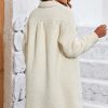 Women's Beige Contrast Flap Pocket Single Breasted Teddy Coat for Winter - Image 7