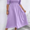 Wisteria Swiss Dot Smocked Frilled Neckline Short Sleeve Plus Size Maxi Dress - Image 6