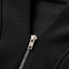 Women's Black Plain Half Zip V-Neck Ribbed Edge Loose Tracksuit - Image 10