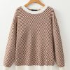 Women's Coffee Contrast Edge Crew Neck Drop Shoulder Sweater - Stylish Casual Wear - Image 11