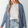 Women's Ashleigh Blue Solid Color Rib Knit Open Front Cardigan - Image 5