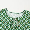 Plus Size Green Geometric Floral Print Maxi Dress with Half Sleeves - Image 17