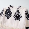 Women's Beige Western Pattern Print Mini Dress with Tassel Notch V Neck - Image 13