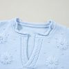 Women's Beau Blue Flower Detail Knitted Long Sleeve Sweater - Image 8