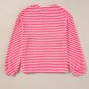 Women's Rose Stripe Long Sleeve Top with Round Neck and Drop Shoulder Design - Image 7