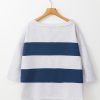 Women's Sail Blue Colorblock Striped Patchwork Raw Seamed Sweatshirt - Image 7