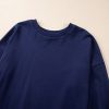 Women's Navy Blue Solid O Neck High Low Hem Pullover Sweatshirt - Casual and Comfortable - Image 12