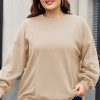 Women's Plus Size Apricot Patchwork Crewneck Sweatshirt - Image 2