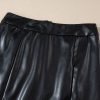 Women's Black High Waist PU Leather Mini Skirt with Side Slits - Image 6