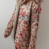 Women's Beige Vintage Paisley Floral Printed Sherpa Lined Hooded Jacket - Image 5