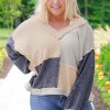 Ashleigh Blue Plus Size Textured Colorblock Patchwork V Neck Long Sleeve Top - Image 7