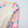 Plus Size Floral Patchwork Ribbed Puff Sleeve Top - Apricot - Image 14