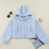 Women's Beau Blue Cropped Sherpa Zip Up Hoodie - Image 8