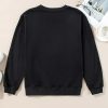 Women's Black Plain Drop Shoulder Crewneck Pullover Sweatshirt - Image 9