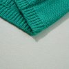 Women's Sea Green Cable Knit V Neck Hooded Sweater with Drawstring - Image 10